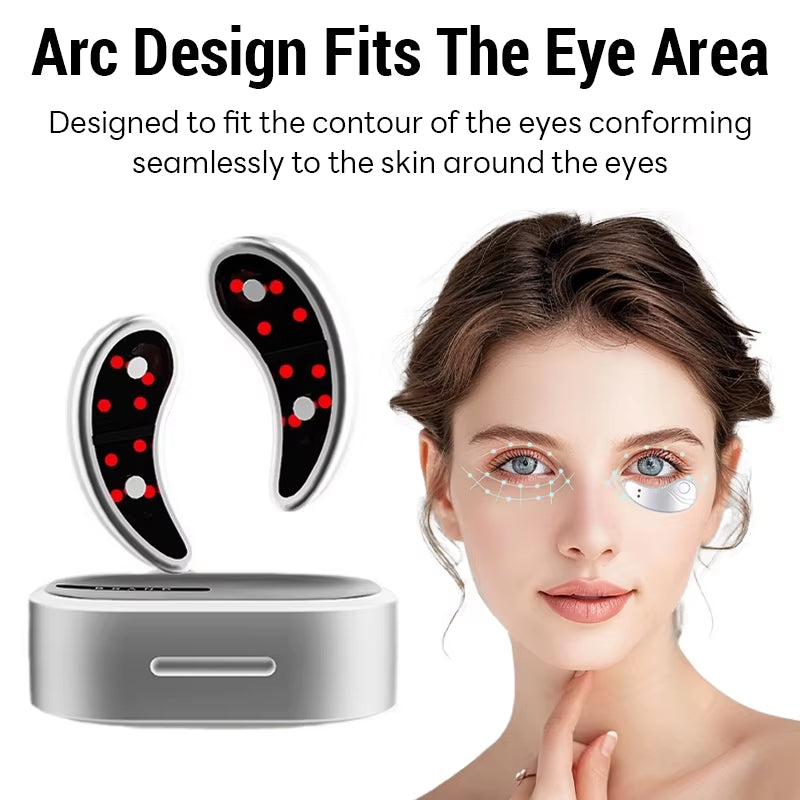 Gloweyes™ Led Red Light Eye Care Therapy EMS Pulse Micro-Current Device Eye Massager to Relieve Fatigue for Treatment under Eye Wrinkle